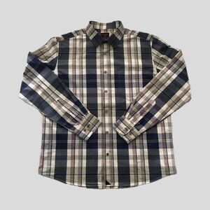 Untuckit Blue Plaid Slim Fit Long Sleeve Collared Cotton Button Down Shirt L